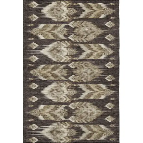 Brown Beige And Taupe Southwestern Washable Area Rug With UV Protection Photo 4