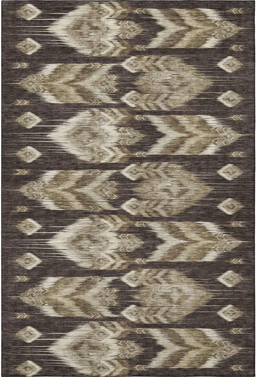 Brown Beige And Taupe Southwestern Washable Area Rug With UV Protection Photo 4
