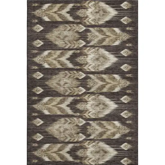 Brown Beige And Taupe Southwestern Washable Area Rug With UV Protection Photo 1