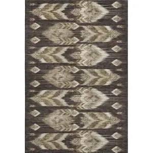 Photo of Brown Beige And Taupe Southwestern Washable Area Rug With UV Protection