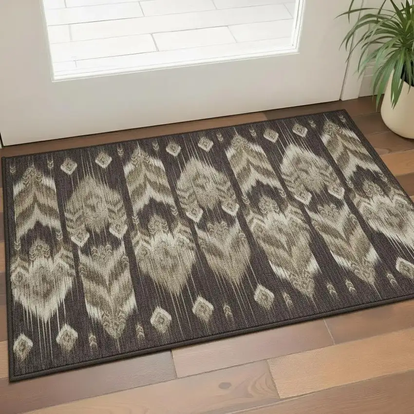 Brown Beige And Taupe Southwestern Washable Area Rug With UV Protection Photo 2