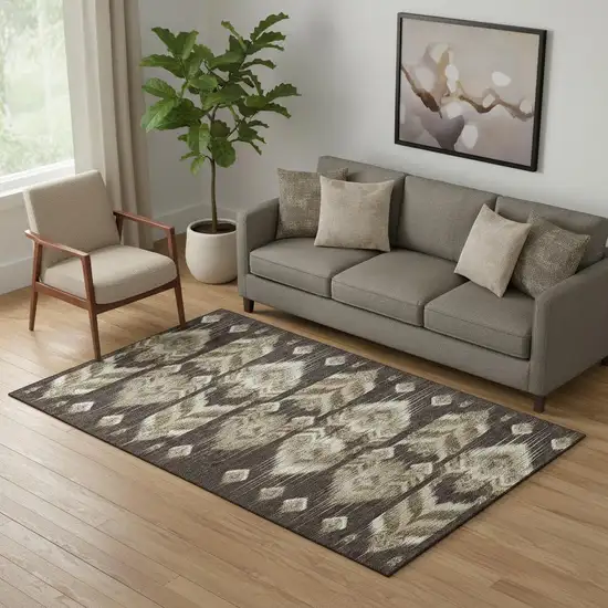 Brown Beige And Taupe Southwestern Washable Area Rug With UV Protection Photo 1