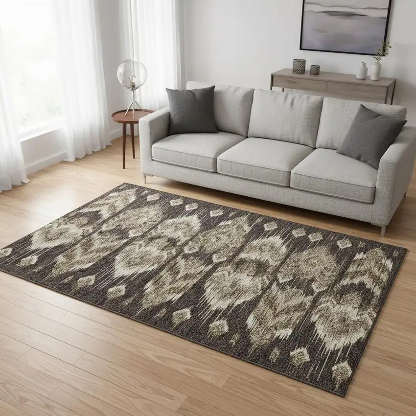 Brown Beige And Taupe Southwestern Washable Area Rug With UV Protection Photo 2