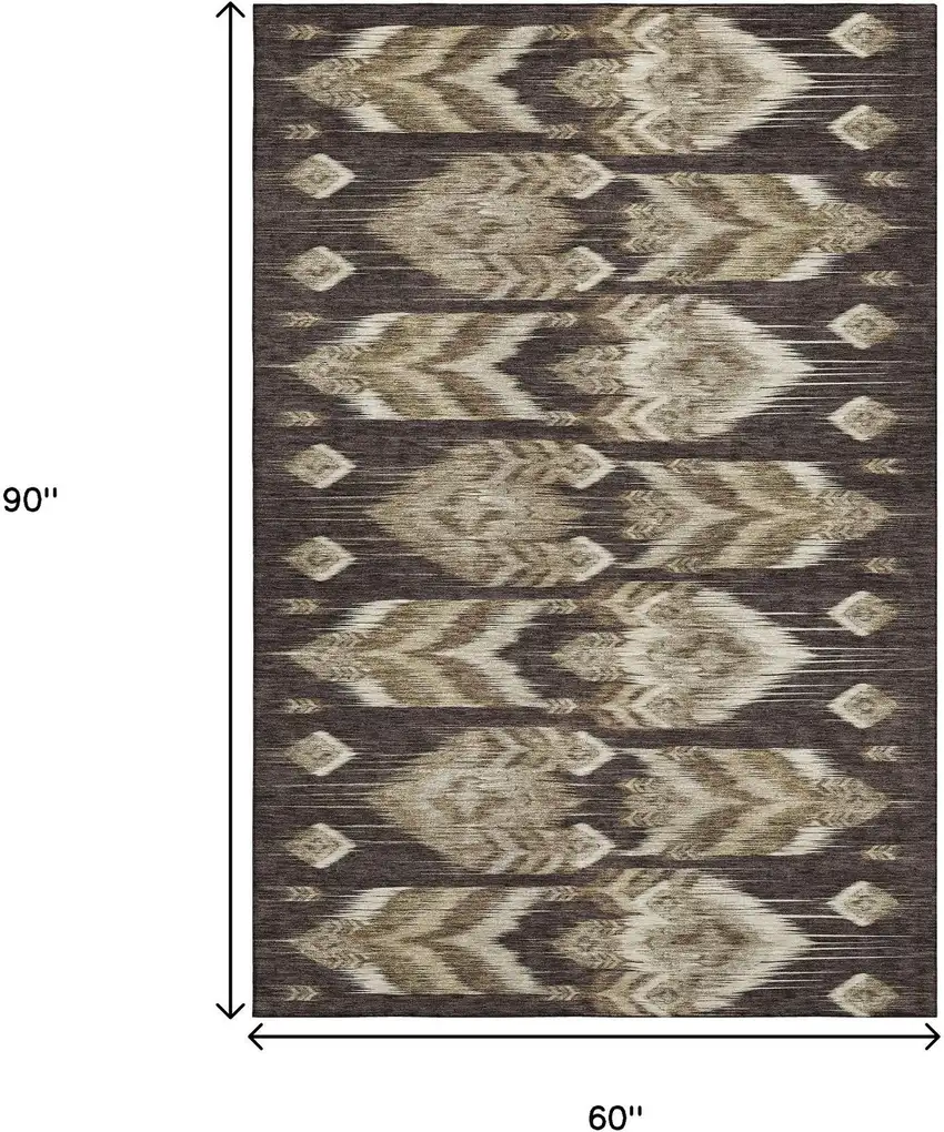 Brown Beige And Taupe Southwestern Washable Area Rug With UV Protection Photo 3