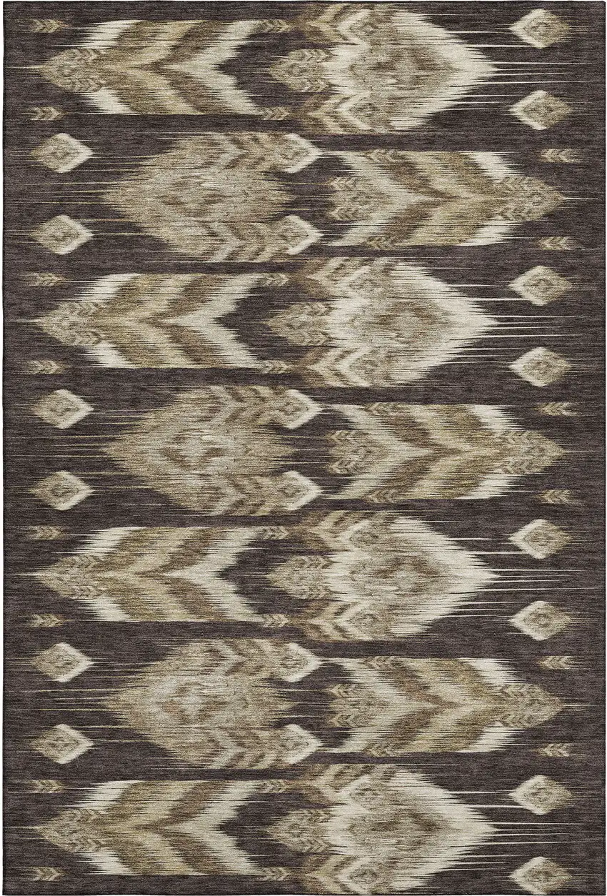 Brown Beige And Taupe Southwestern Washable Area Rug With UV Protection Photo 1