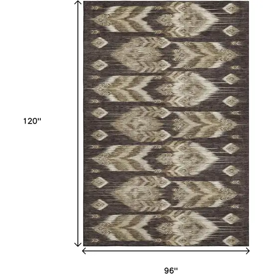 Brown Beige And Taupe Southwestern Washable Area Rug With UV Protection Photo 3