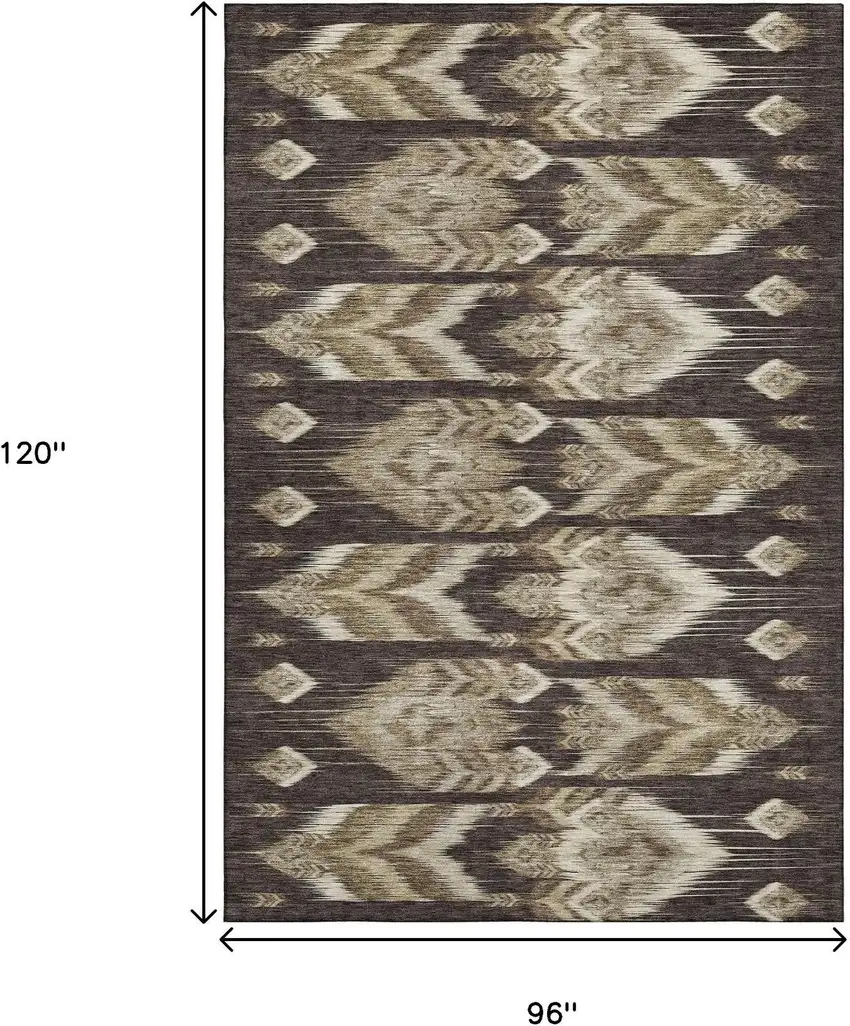 Brown Beige And Taupe Southwestern Washable Area Rug With UV Protection Photo 3