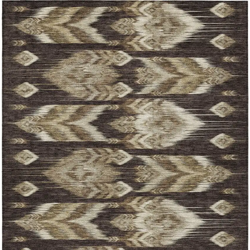 Brown Beige And Taupe Southwestern Washable Indoor Outdoor Area Rug Photo 6