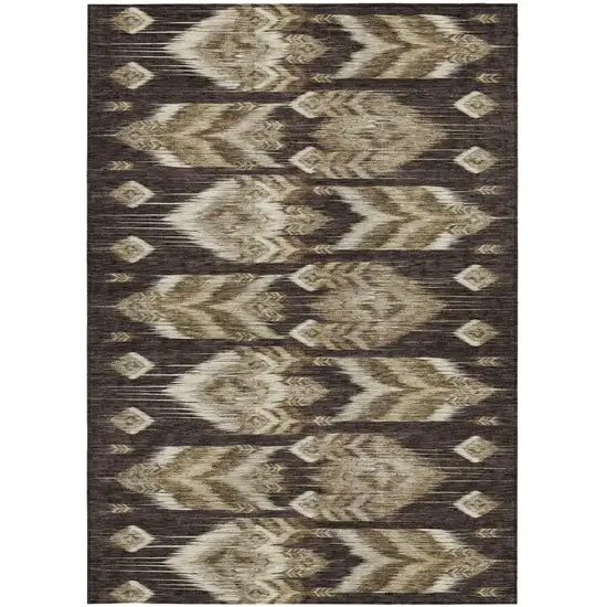 Brown Beige And Taupe Southwestern Washable Indoor Outdoor Area Rug Photo 7