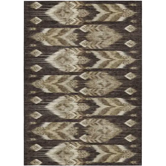 Brown Beige And Taupe Southwestern Washable Indoor Outdoor Area Rug Photo 7