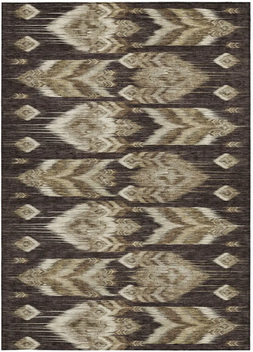 Brown Beige And Taupe Southwestern Washable Indoor Outdoor Area Rug Photo 7