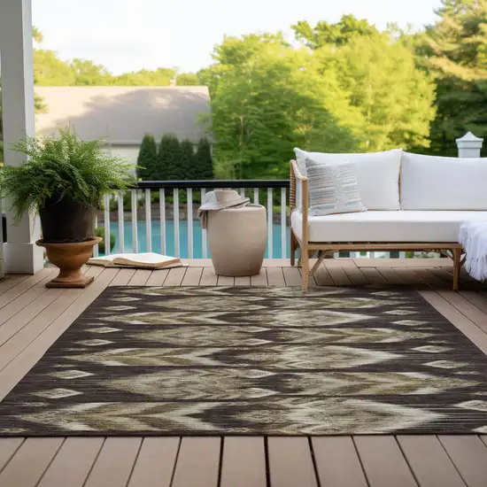Brown Beige And Taupe Southwestern Washable Indoor Outdoor Area Rug Photo 9