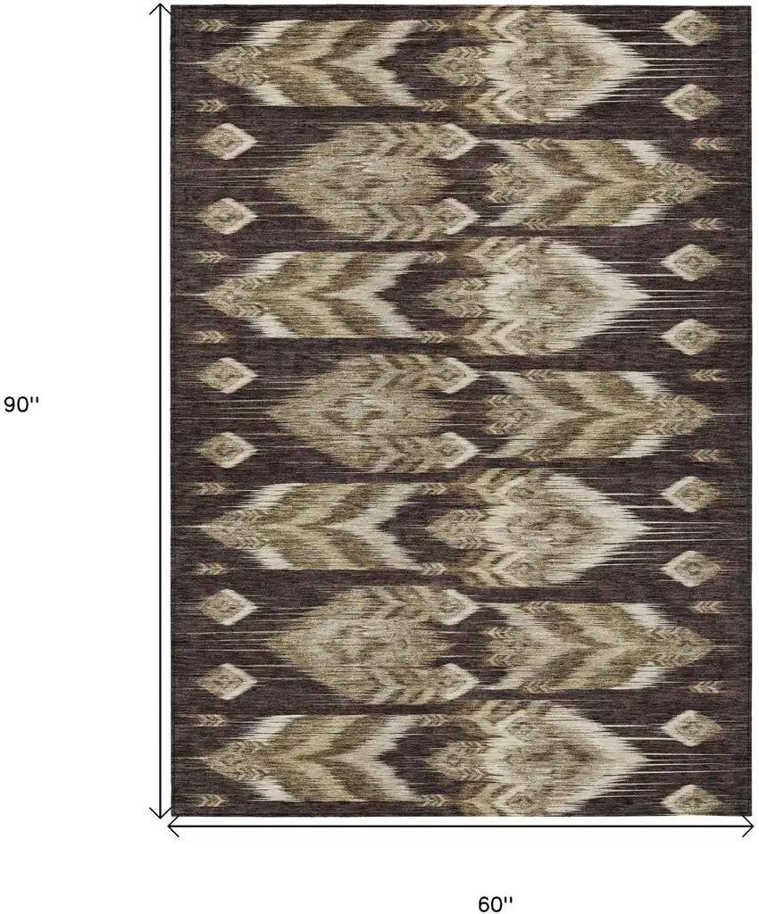 Brown Beige And Taupe Southwestern Washable Indoor Outdoor Area Rug Photo 3