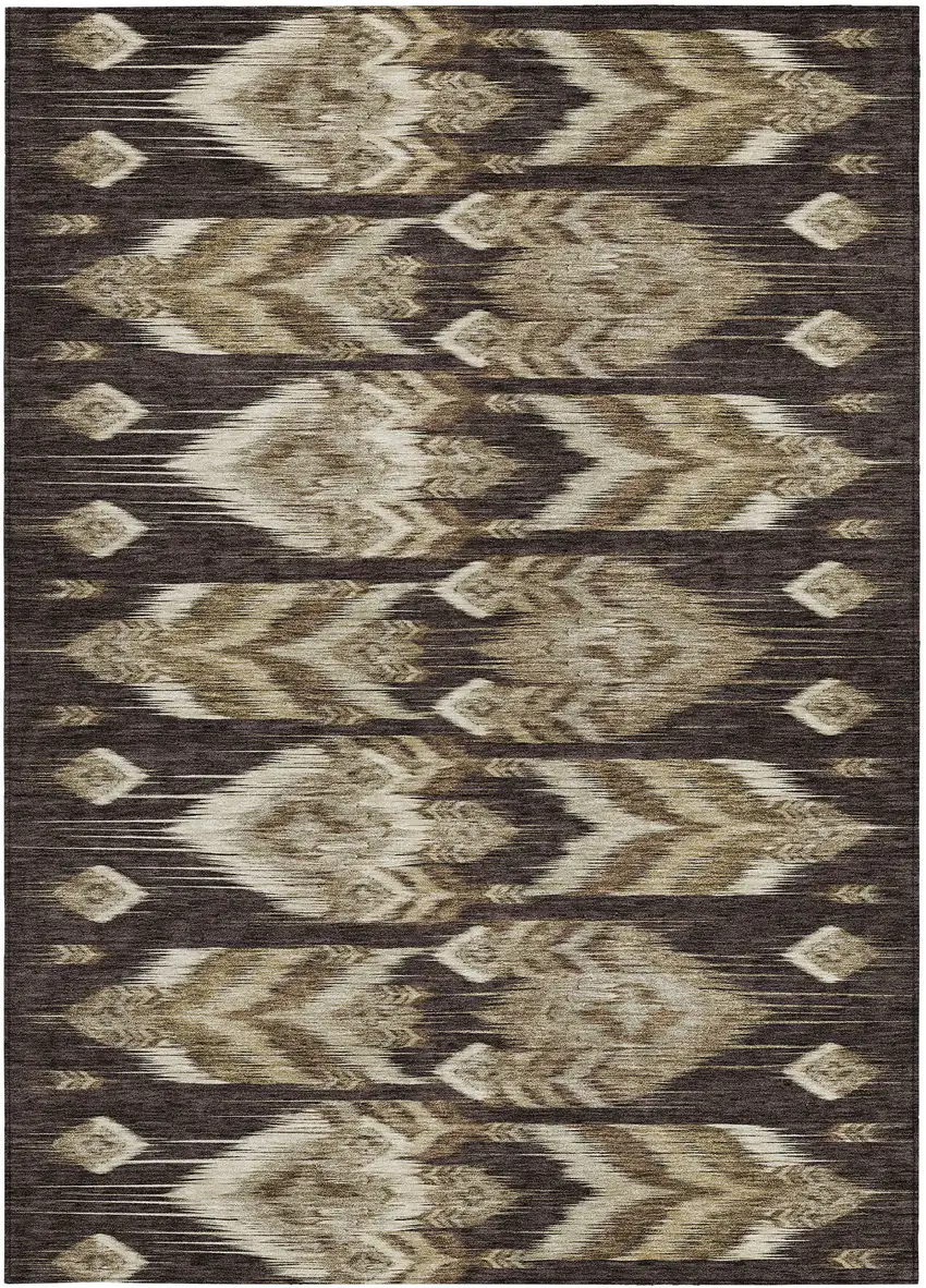 Brown Beige And Taupe Southwestern Washable Indoor Outdoor Area Rug Photo 6