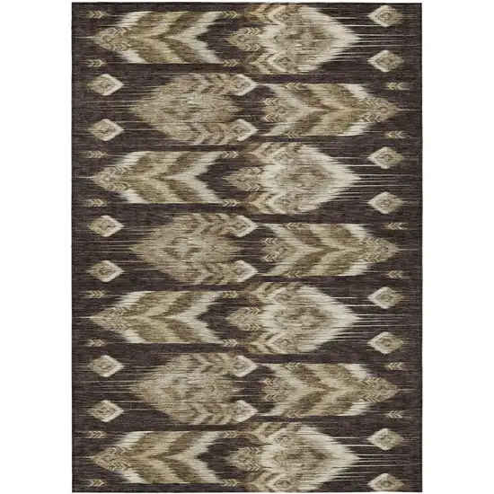 Brown Beige And Taupe Southwestern Washable Indoor Outdoor Area Rug Photo 2