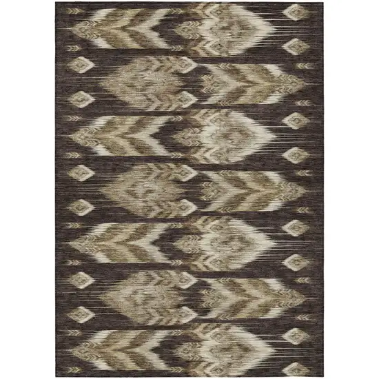 Brown Beige And Taupe Southwestern Washable Indoor Outdoor Area Rug Photo 2