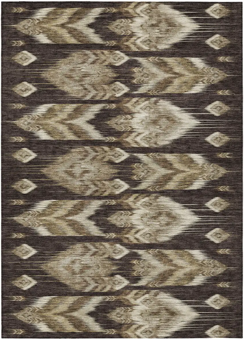 Brown Beige And Taupe Southwestern Washable Indoor Outdoor Area Rug Photo 2