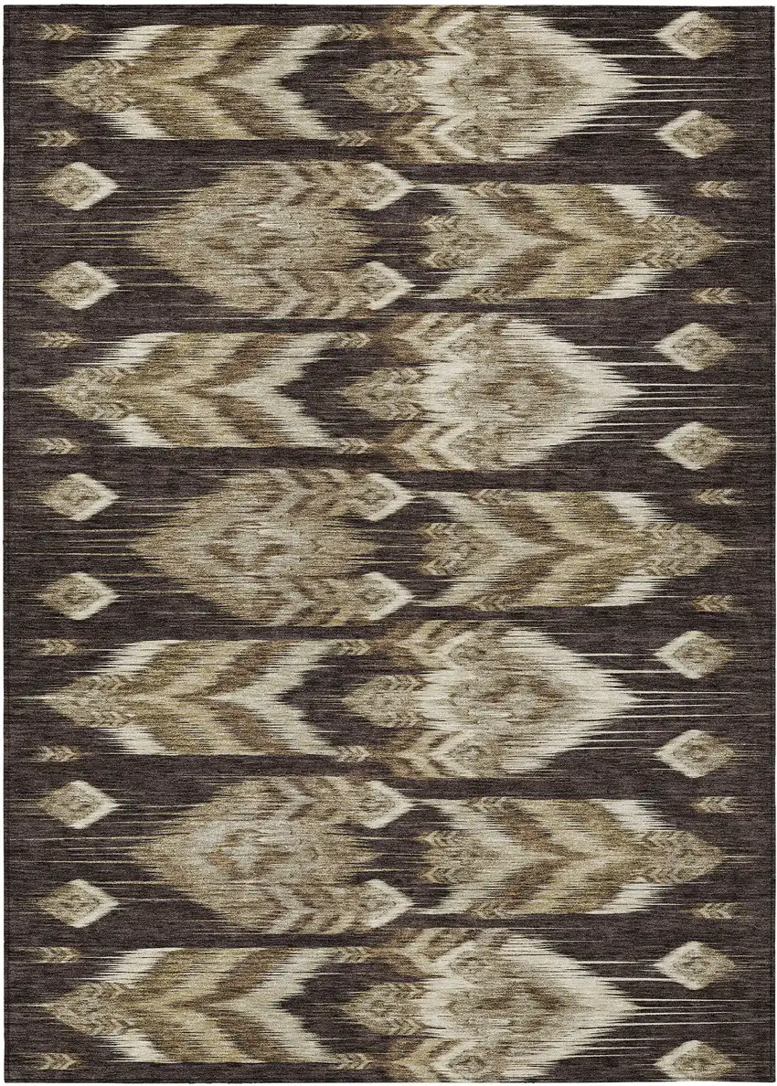 Brown Beige And Taupe Southwestern Washable Indoor Outdoor Area Rug Photo 2