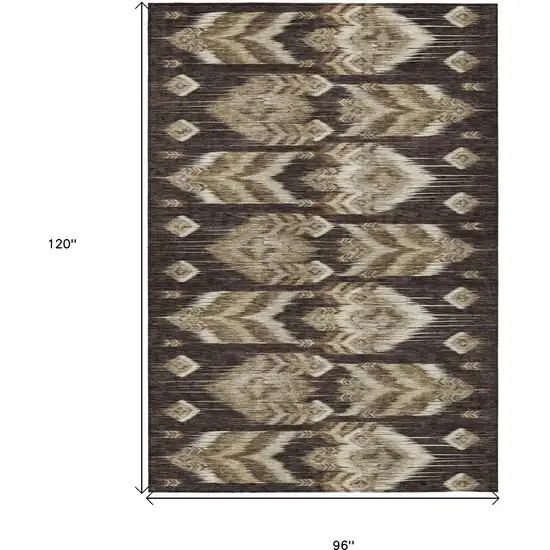 Brown Beige And Taupe Southwestern Washable Indoor Outdoor Area Rug Photo 3