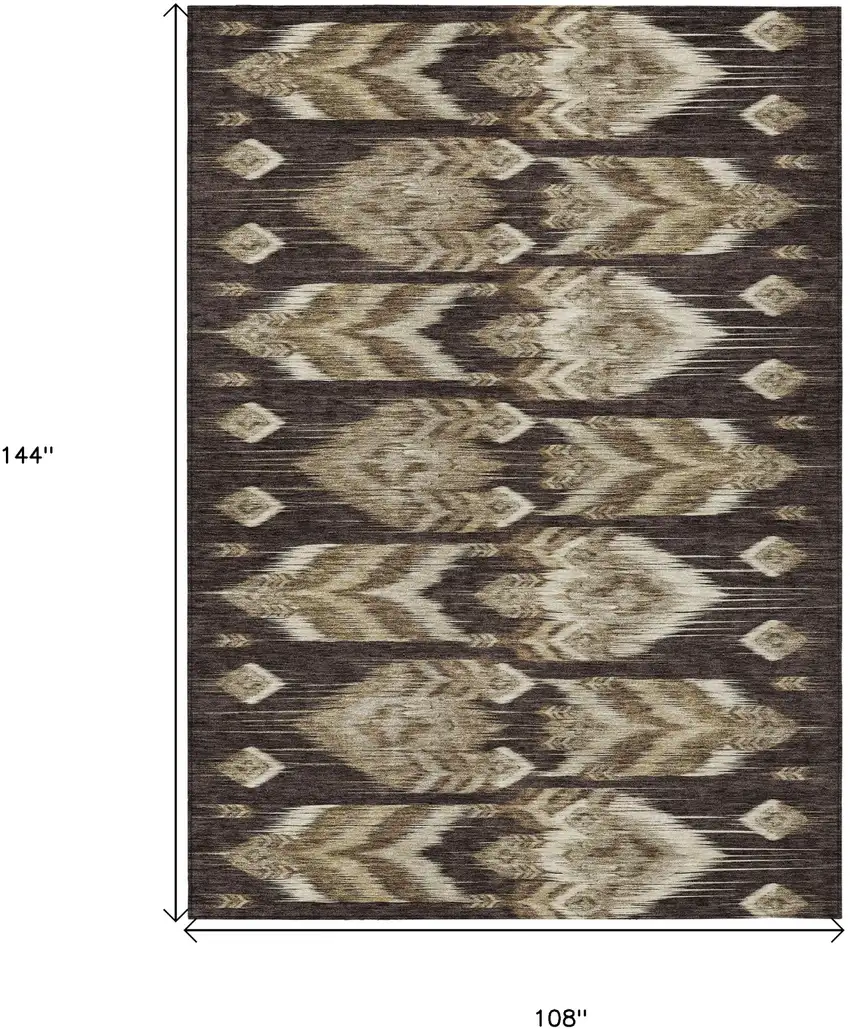 Brown Beige And Taupe Southwestern Washable Indoor Outdoor Area Rug Photo 3