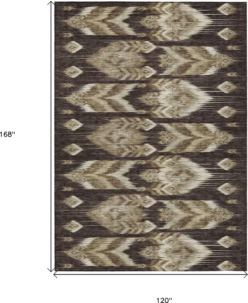 Brown Beige And Taupe Southwestern Washable Indoor Outdoor Area Rug Photo 3