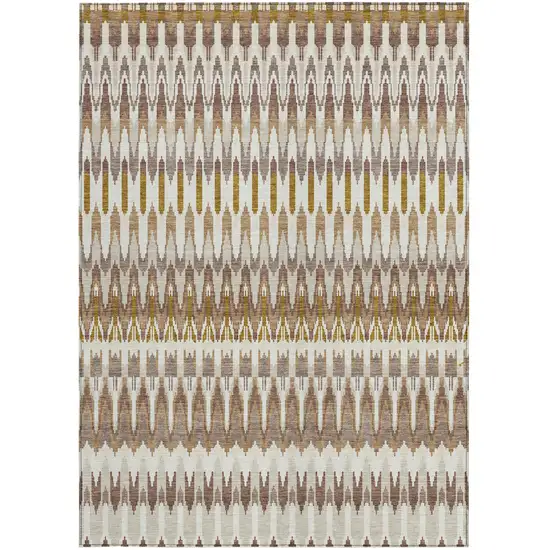 Brown Beige And Taupe Southwestern Washable Indoor Outdoor Area Rug Photo 7