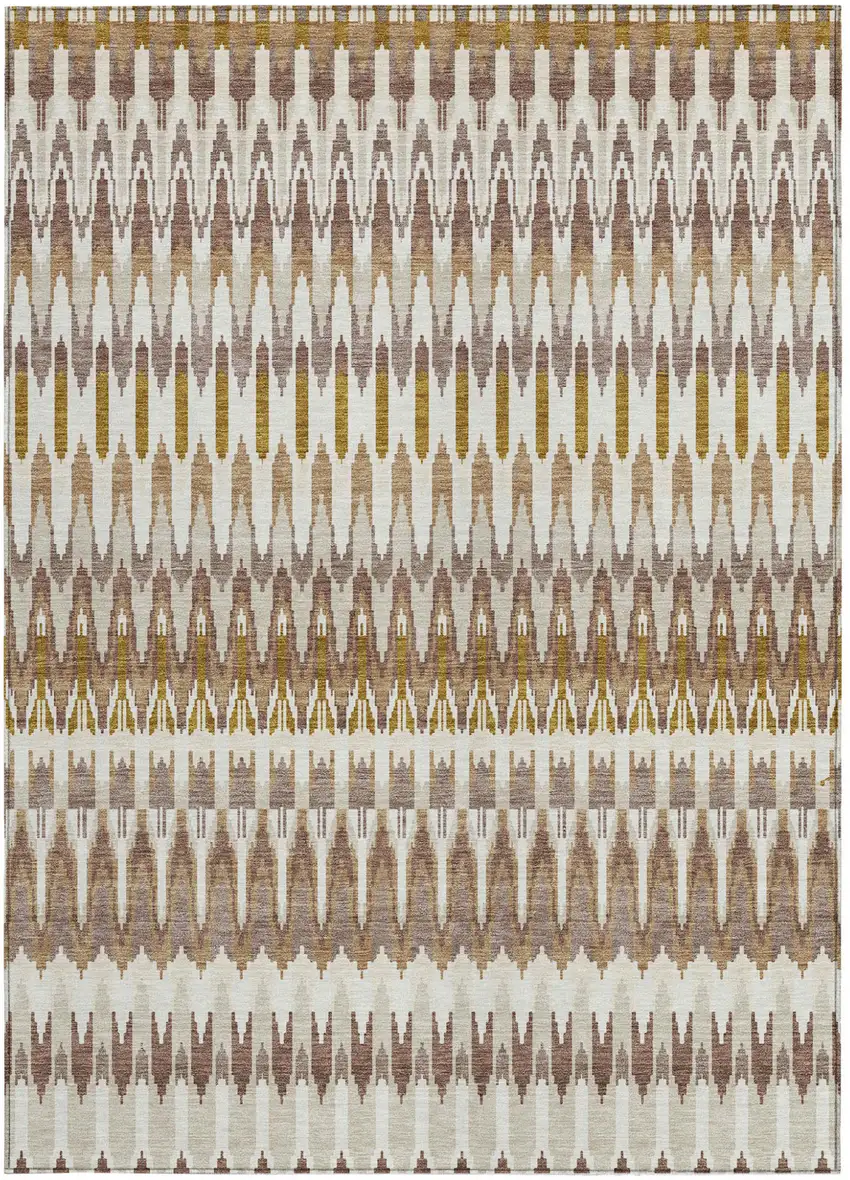 Brown Beige And Taupe Southwestern Washable Indoor Outdoor Area Rug Photo 7