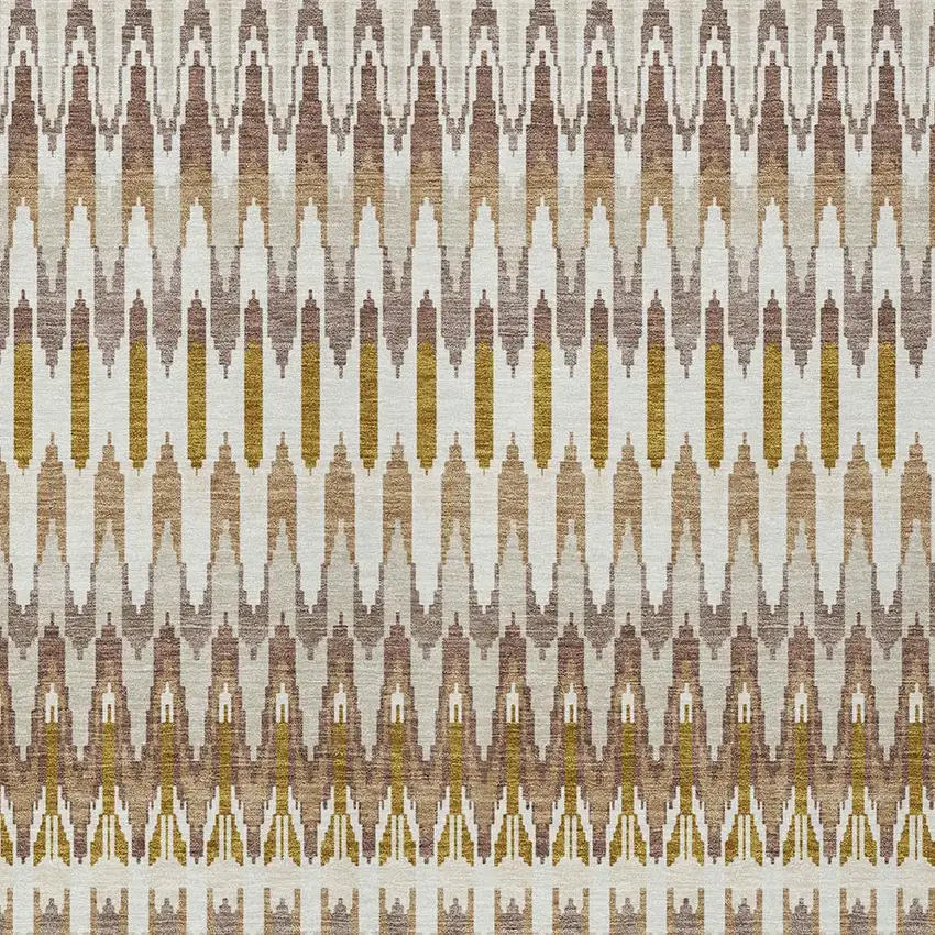 Brown Beige And Taupe Southwestern Washable Indoor Outdoor Area Rug Photo 6