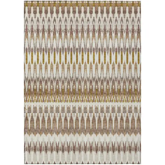 Brown Beige And Taupe Southwestern Washable Indoor Outdoor Area Rug Photo 2