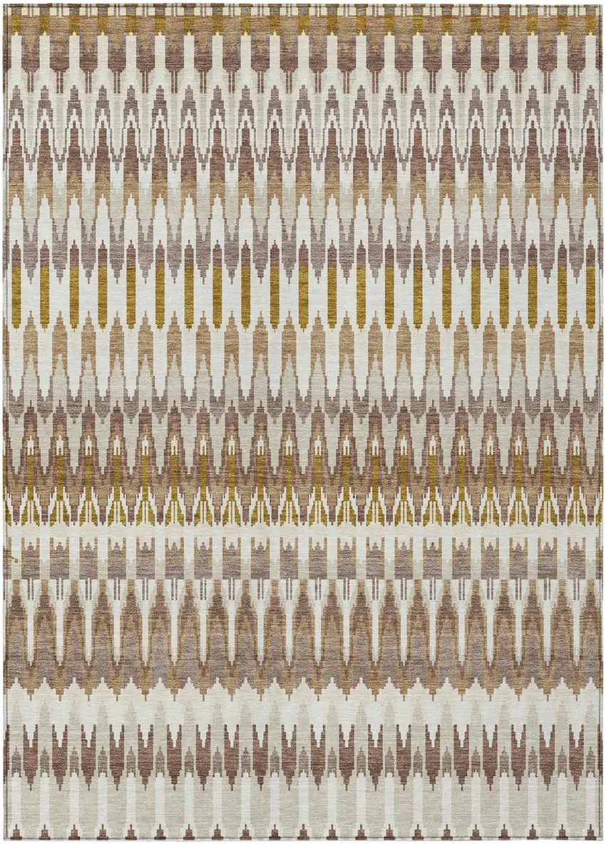 Brown Beige And Taupe Southwestern Washable Indoor Outdoor Area Rug Photo 2
