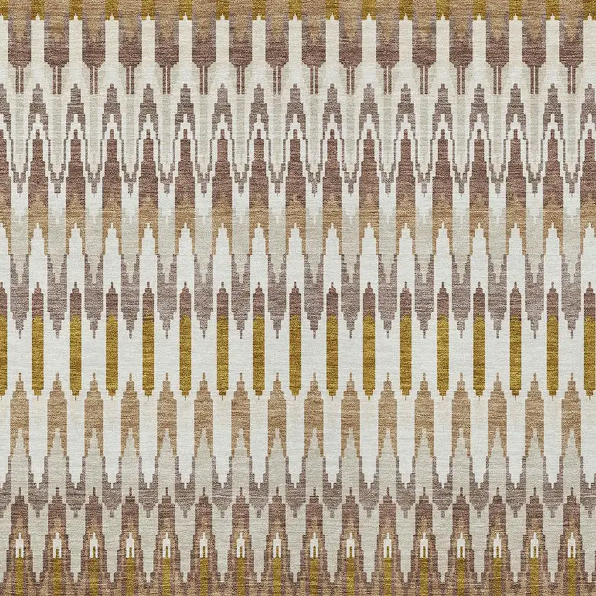 Brown Beige And Taupe Southwestern Washable Indoor Outdoor Area Rug Photo 6