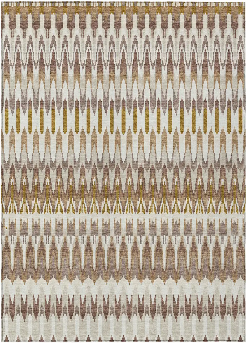 Brown Beige And Taupe Southwestern Washable Indoor Outdoor Area Rug Photo 2