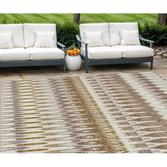Brown Beige And Taupe Southwestern Washable Indoor Outdoor Area Rug Photo 1