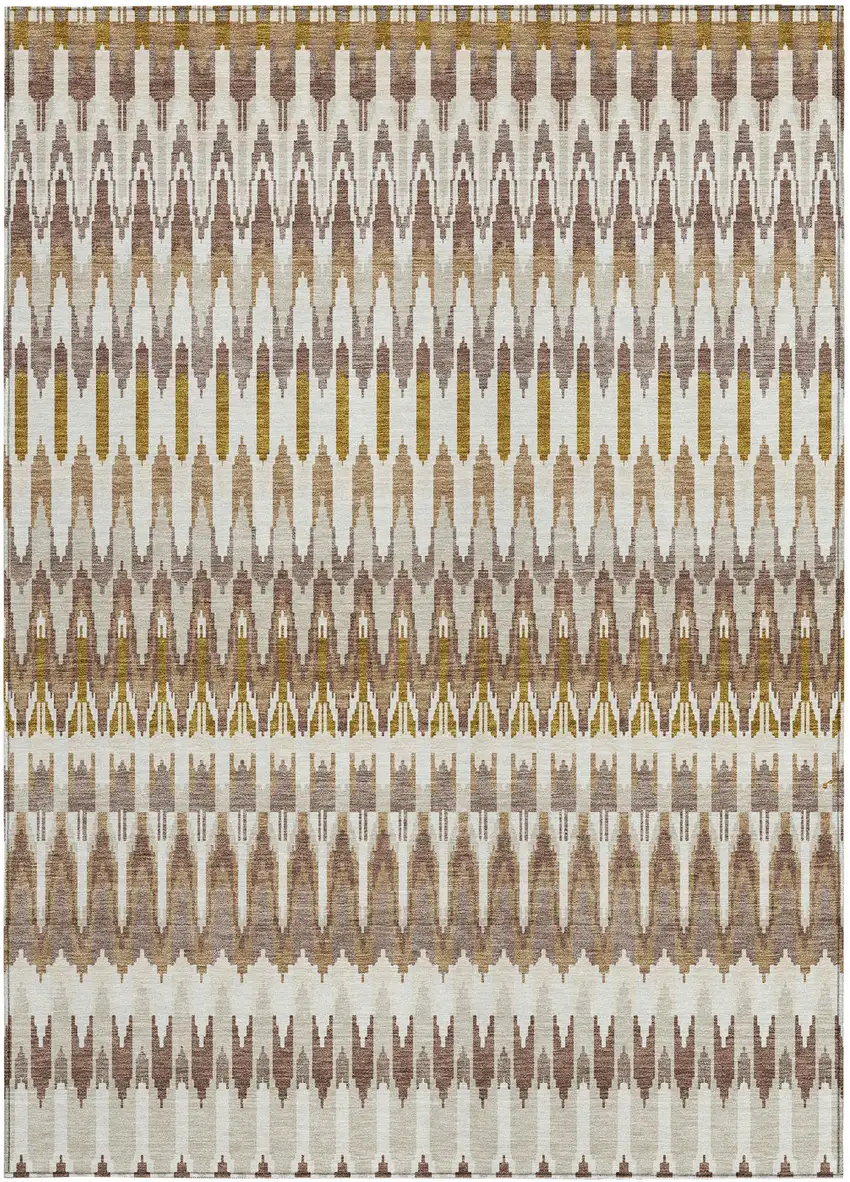 Brown Beige And Taupe Southwestern Washable Indoor Outdoor Area Rug Photo 7