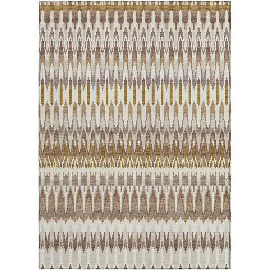Brown Beige And Taupe Southwestern Washable Indoor Outdoor Area Rug Photo 7