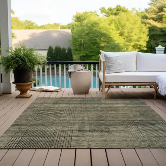 Brown Beige And Taupe Striped Washable Indoor Outdoor Area Rug Photo 9