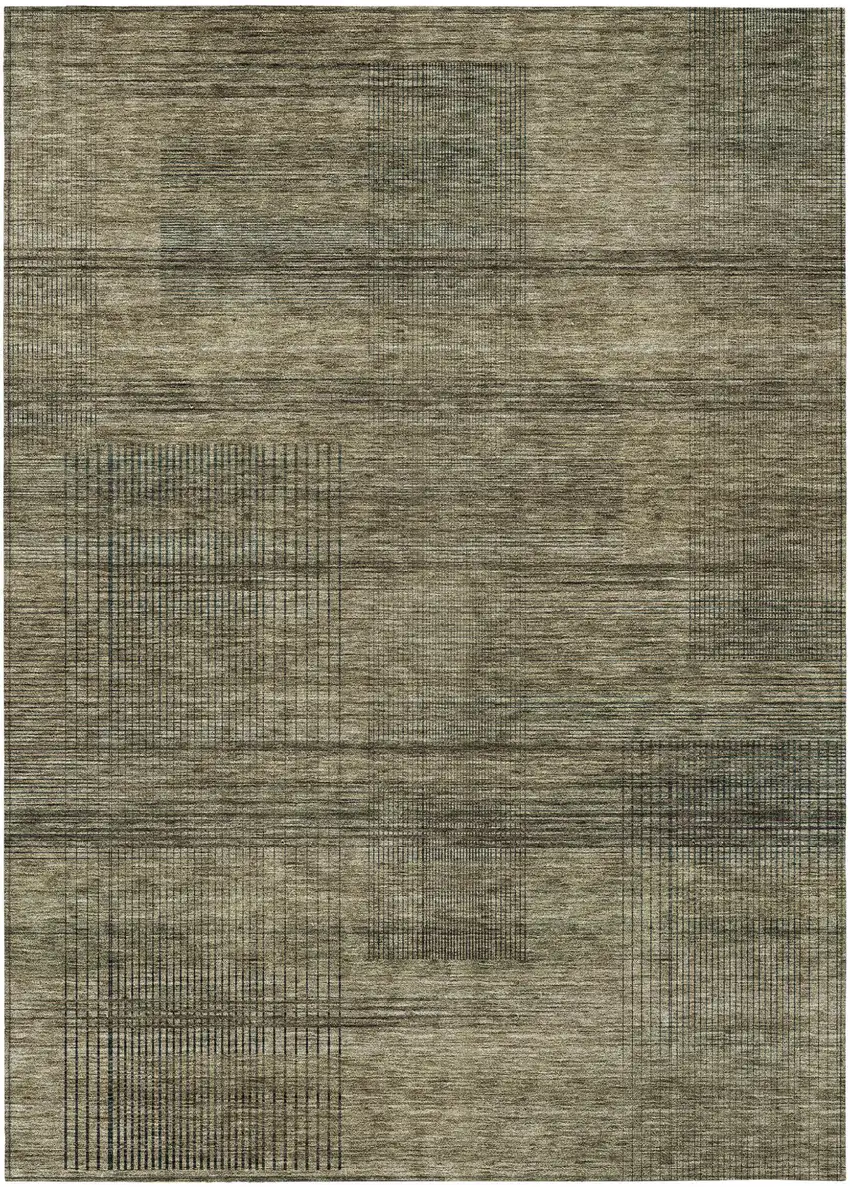 Brown Beige And Taupe Striped Washable Indoor Outdoor Area Rug Photo 2