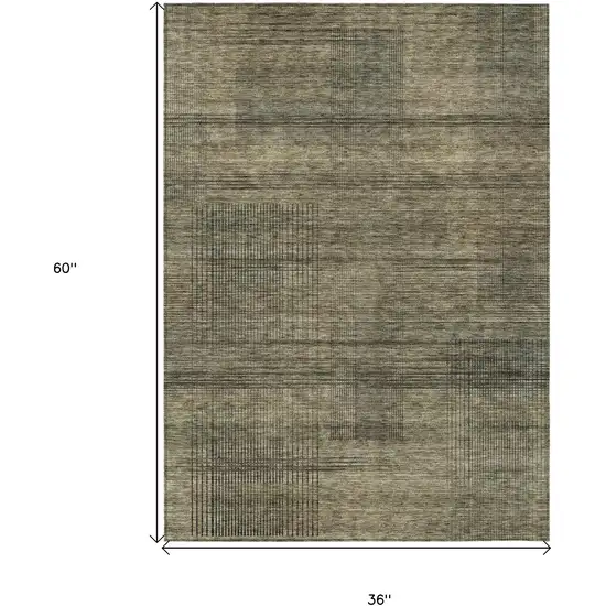 Brown Beige And Taupe Striped Washable Indoor Outdoor Area Rug Photo 3