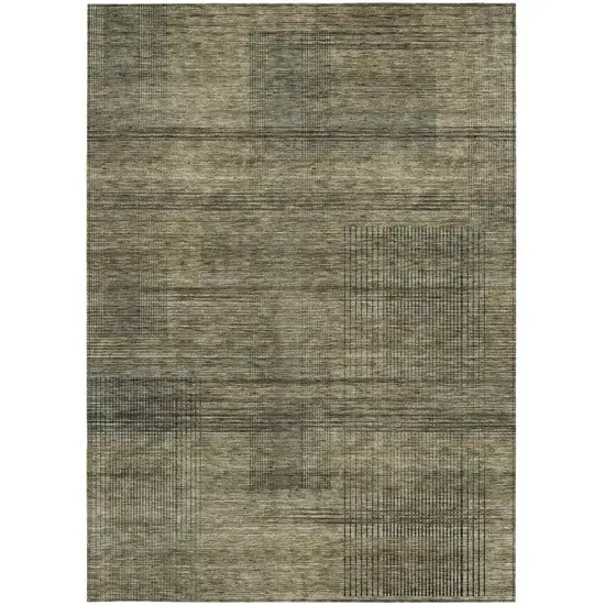 Brown Beige And Taupe Striped Washable Indoor Outdoor Area Rug Photo 6
