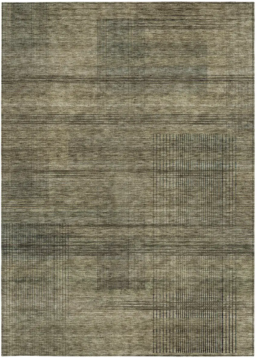 Brown Beige And Taupe Striped Washable Indoor Outdoor Area Rug Photo 6