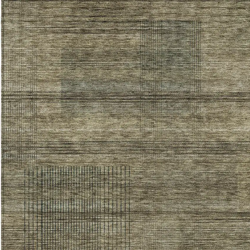 Brown Beige And Taupe Striped Washable Indoor Outdoor Area Rug Photo 6