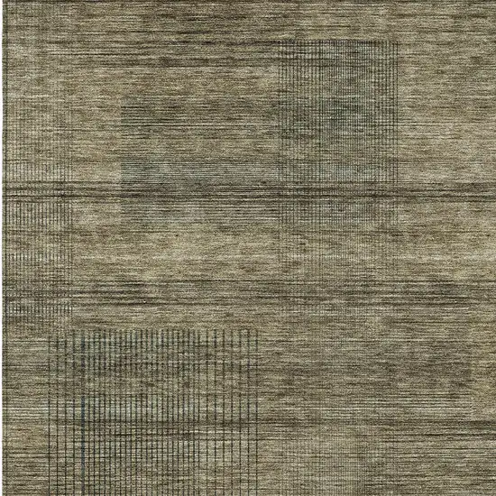 Brown Beige And Taupe Striped Washable Indoor Outdoor Area Rug Photo 6