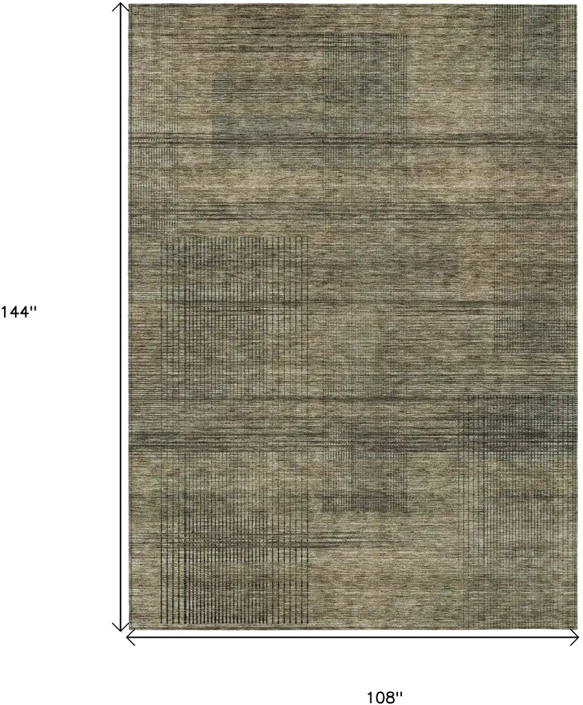 Brown Beige And Taupe Striped Washable Indoor Outdoor Area Rug Photo 3