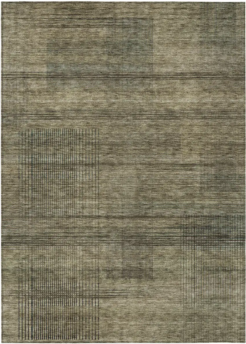 Brown Beige And Taupe Striped Washable Indoor Outdoor Area Rug Photo 2