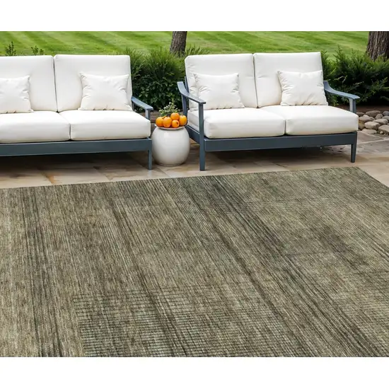 Brown Beige And Taupe Striped Washable Indoor Outdoor Area Rug Photo 1