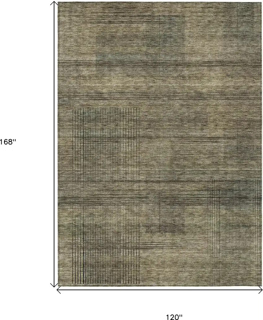 Brown Beige And Taupe Striped Washable Indoor Outdoor Area Rug Photo 3