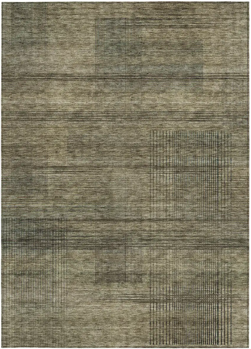Brown Beige And Taupe Striped Washable Indoor Outdoor Area Rug Photo 7