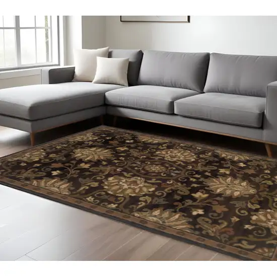 Brown Beige Blue And Red Oriental Power Loom Stain Resistant Area Rug Photo 1