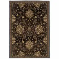 Photo of Brown Beige Blue And Red Oriental Power Loom Stain Resistant Area Rug