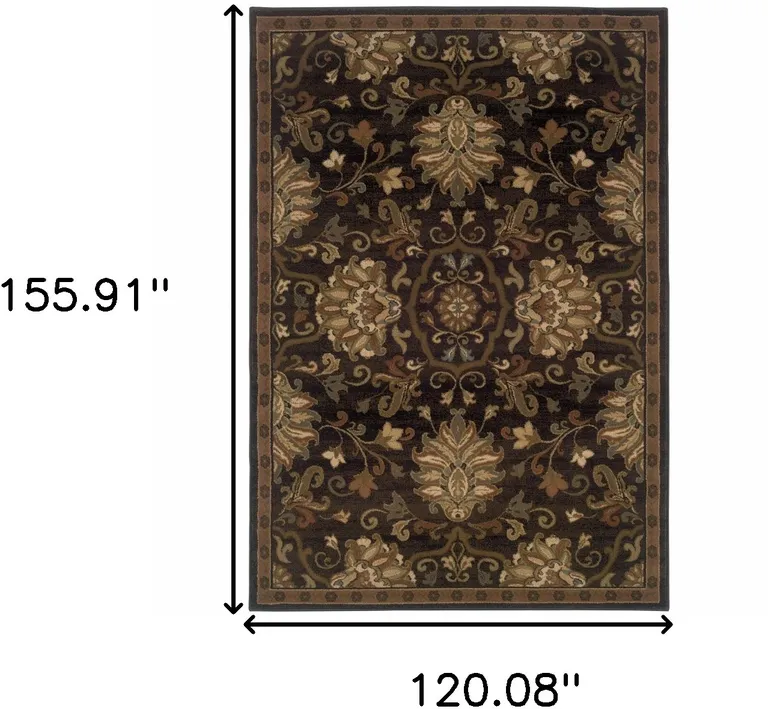 Brown Beige Blue And Red Oriental Power Loom Stain Resistant Area Rug Photo 3